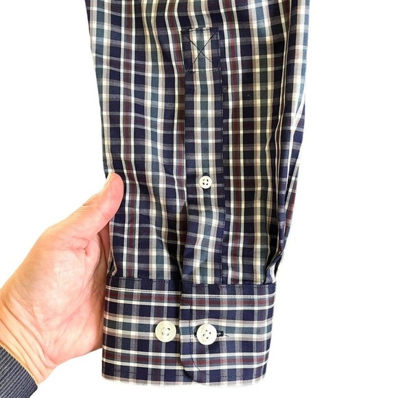 Duluth Trading Wrinkle Fighter Plaid Button Trim Fit Shirt Cotton Mens L EUC - Picture 5 of 7